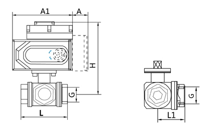 电动三通内螺纹球阀结构图