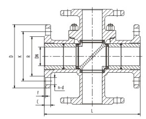 电动四通球阀结构图
